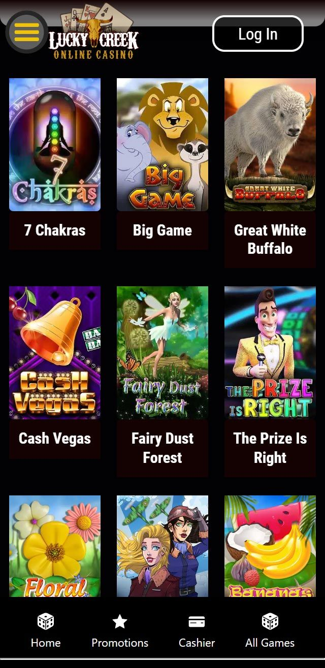 Lucky Creek Casino mobile screenshot