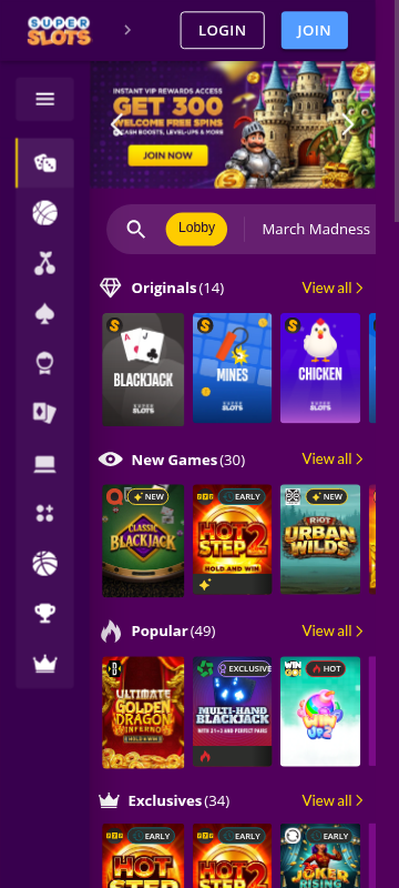 Super Slots mobile screenshot